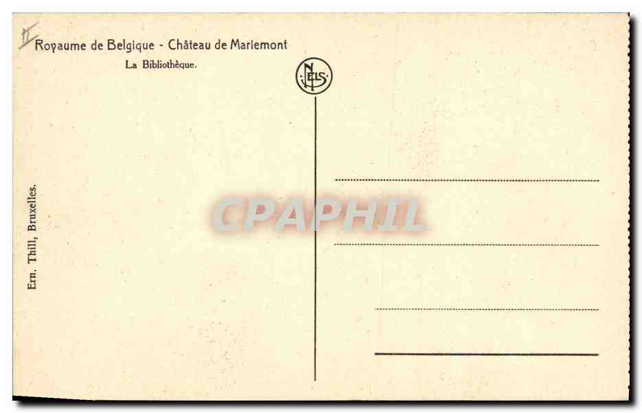 CPA Bibliotheque Royaume de Belgique Chateau de Mariemont  — Rückseite