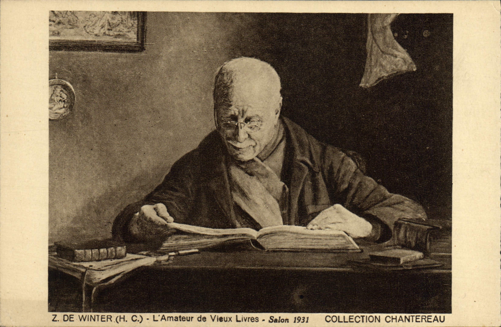 CPA Bibliotheque Z de Winter L'amateur de vieux livres Chantereau 