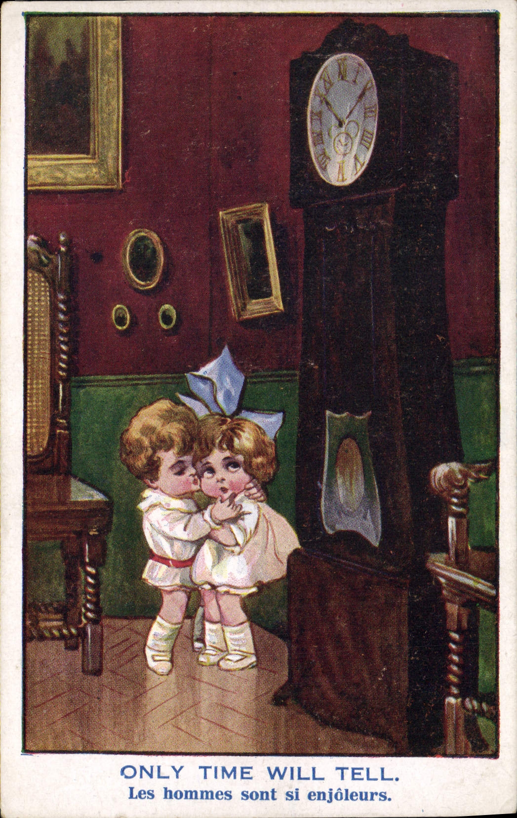 CPA Fantaisie Illustrateur Enfants Onyl time will tell Horloge 