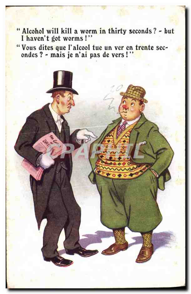 Deux hommes en conversation — caricature humoristique — "COMIQUE" Series, Florence Art Co., Barnes, London