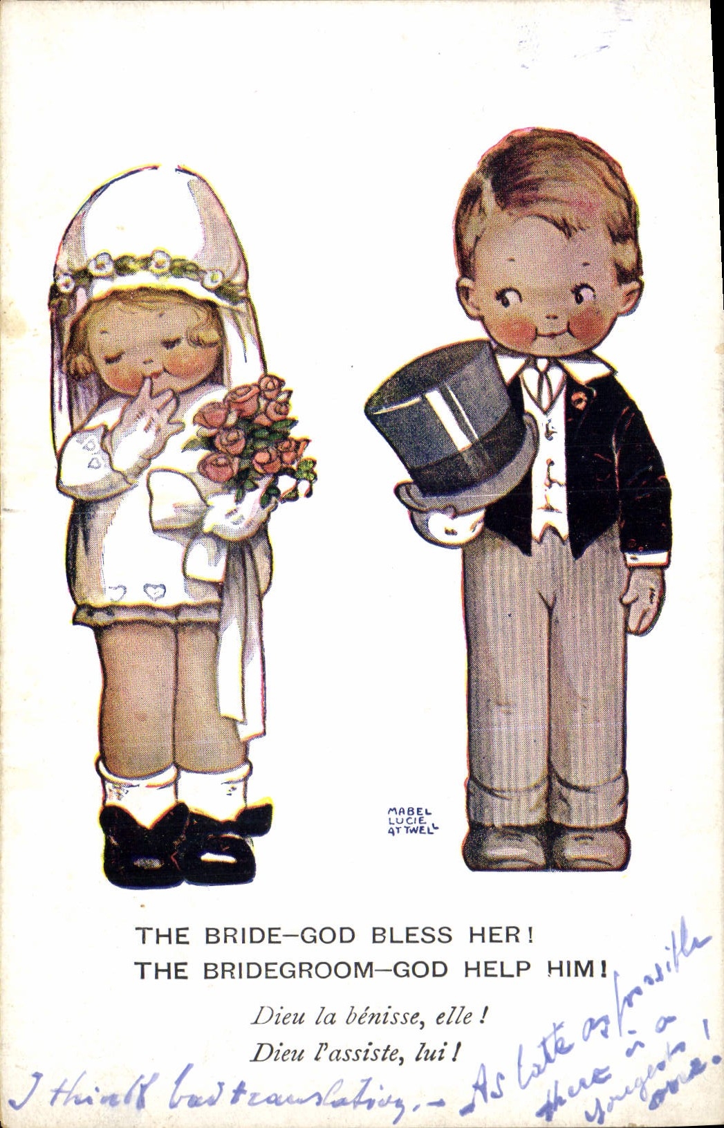 CPA Fantaisie Illustrateur Enfants Mariage 