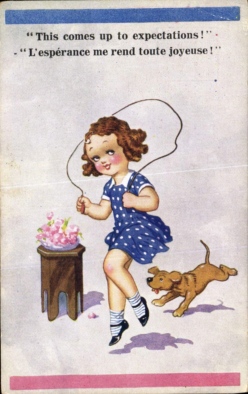 CPA Fantaisie Illustrateur Enfant Corde a sauter Chien 