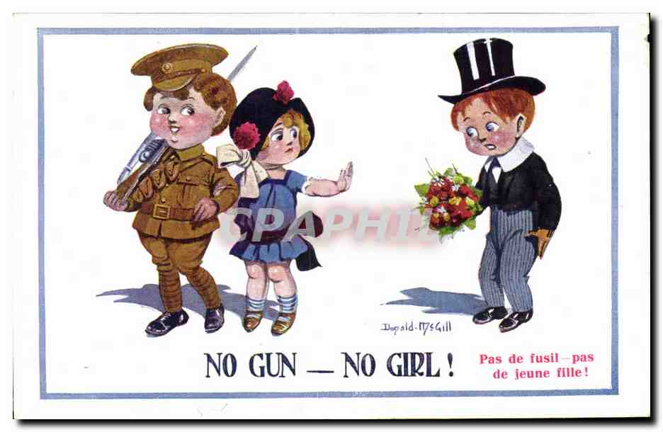CPA Fantaisie Illustrateur Enfants No gun No girl Donald Mc Gill 