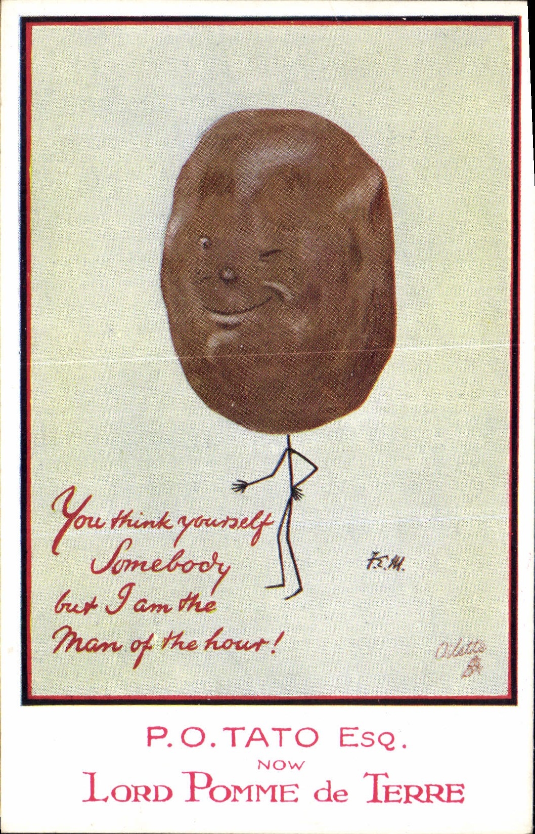 CPA Fantaisie Illustrateur Potato Esq now lord Pomme de terre 