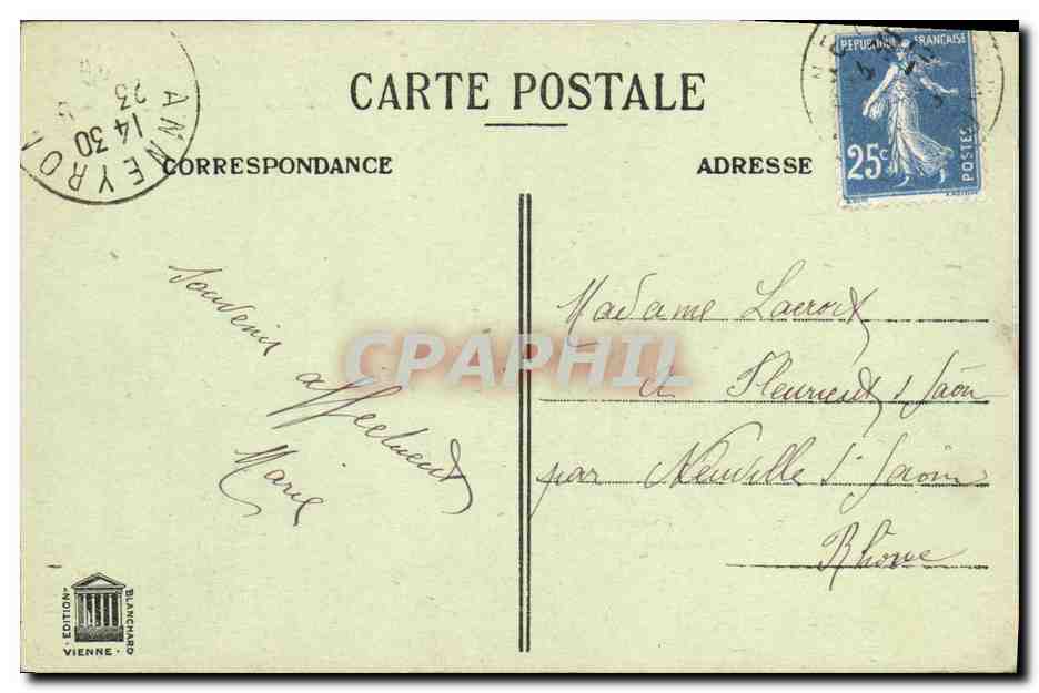 CPA Albon La tour d'Albon Ancienne forteresse des rois Carlovingiens  — Verso