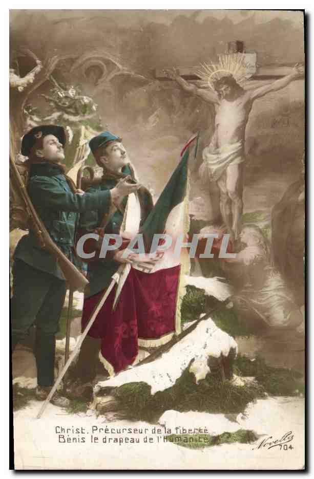 CPA Militaria Chasseurs Alpins Christ
