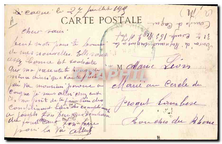 Camp de St VERAN - CAGNES (A.-M.) — Un Rincón del Campo entre los Pinos — editor A.-M. — Reverso