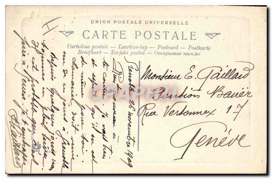 CPA Militaria Chasseurs Alpins Artillerie de montagne Passage d'un col — Rückseite