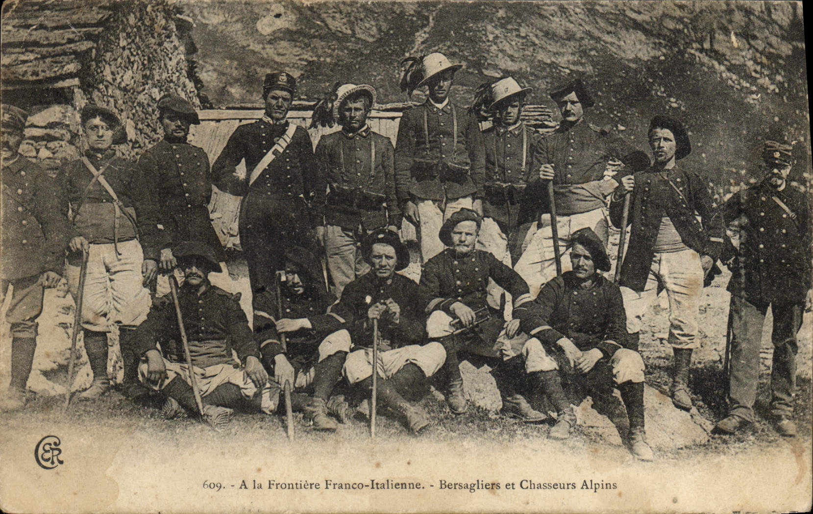 Bersagliers et Chasseurs Alpins — A la Frontière Franco-Italienne — Éditeur CER, n° 609