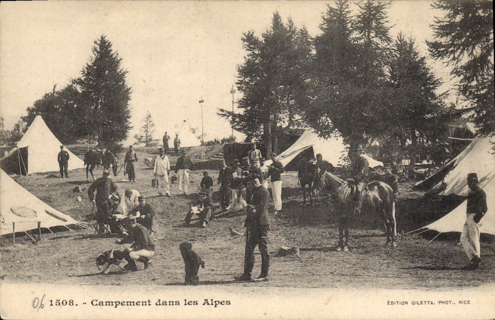 Campement dans les Alpes — Édition Gilelta, Phot., Nice, n° 1508