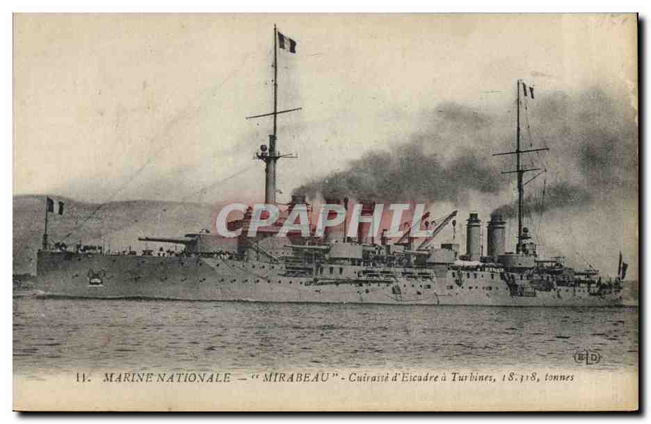 CPA Bateau Mirabeau Cruirasse d'escadre a turbines