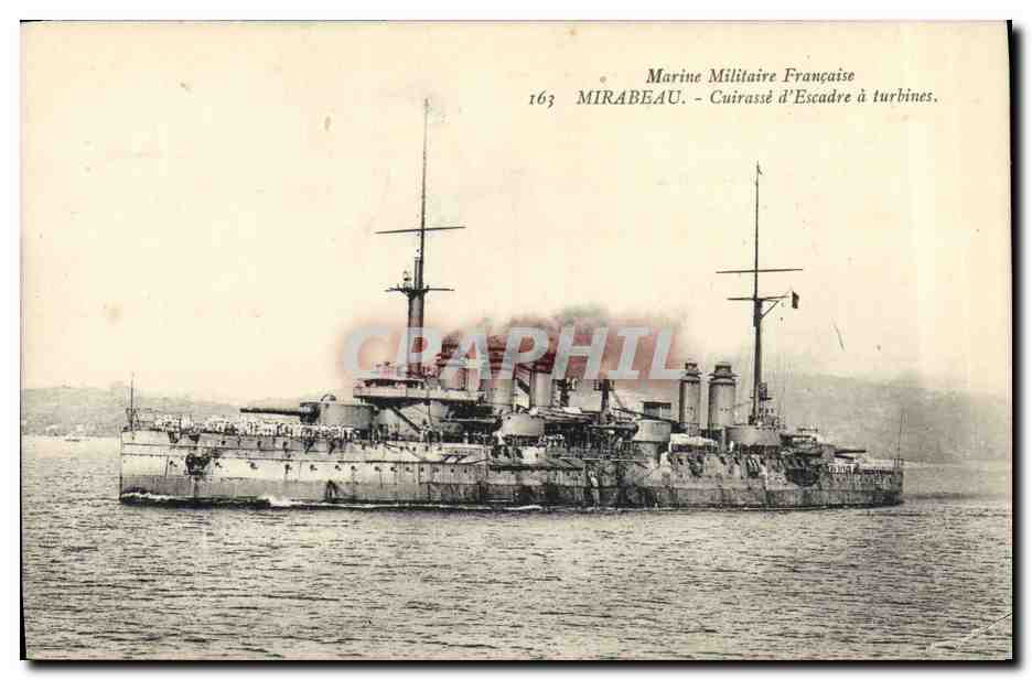 Cuirassé Mirabeau — Marine Militaire Française — Établissement Marius Bar - Toulon
