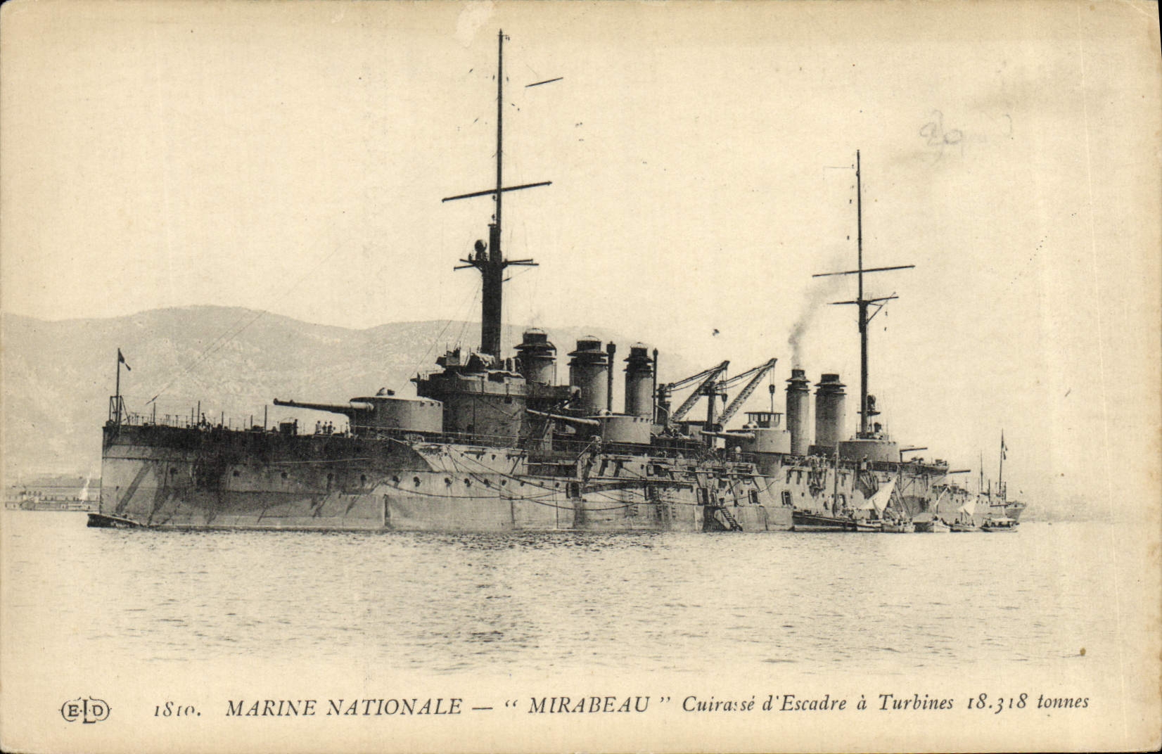 Marine Nationale — "Mirabeau" — cuirassé d'escadre à turbines 18.318 tonnes