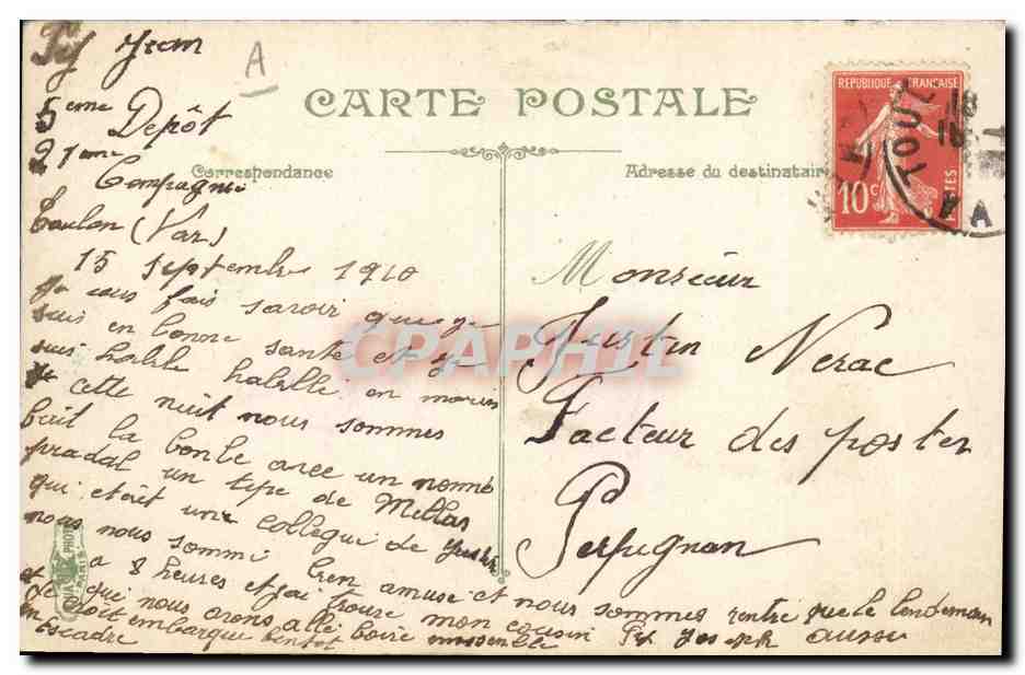 CPA Bateau Le cuirasse Massena — Verso