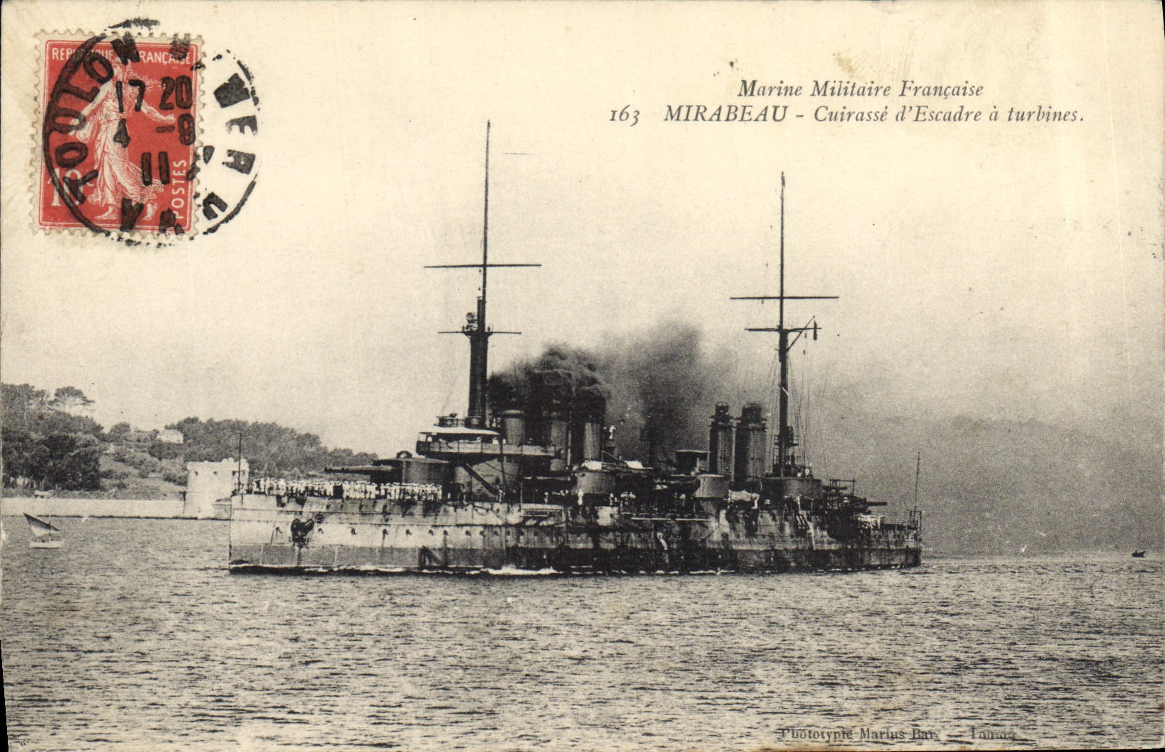CPA Bateau Mirabeau Cuirasse d'escadre a turbines