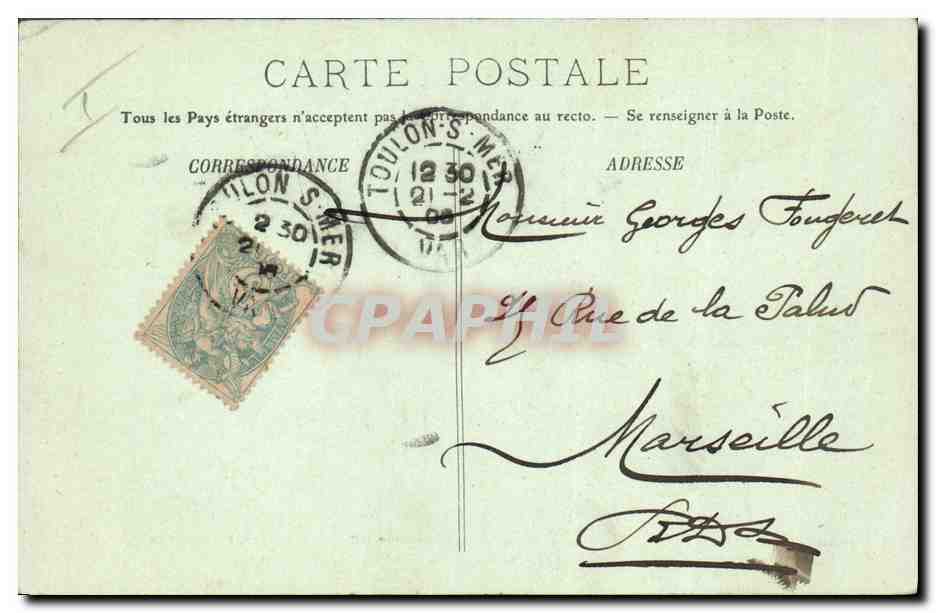 La Marseillaise et l'Escadre Italienne saluant à son embarquement à Naples M. Loubet, Président de la République, retour des Fêtes Italiennes (avril 1904) — A. Bougault, n° 591 — Reverso