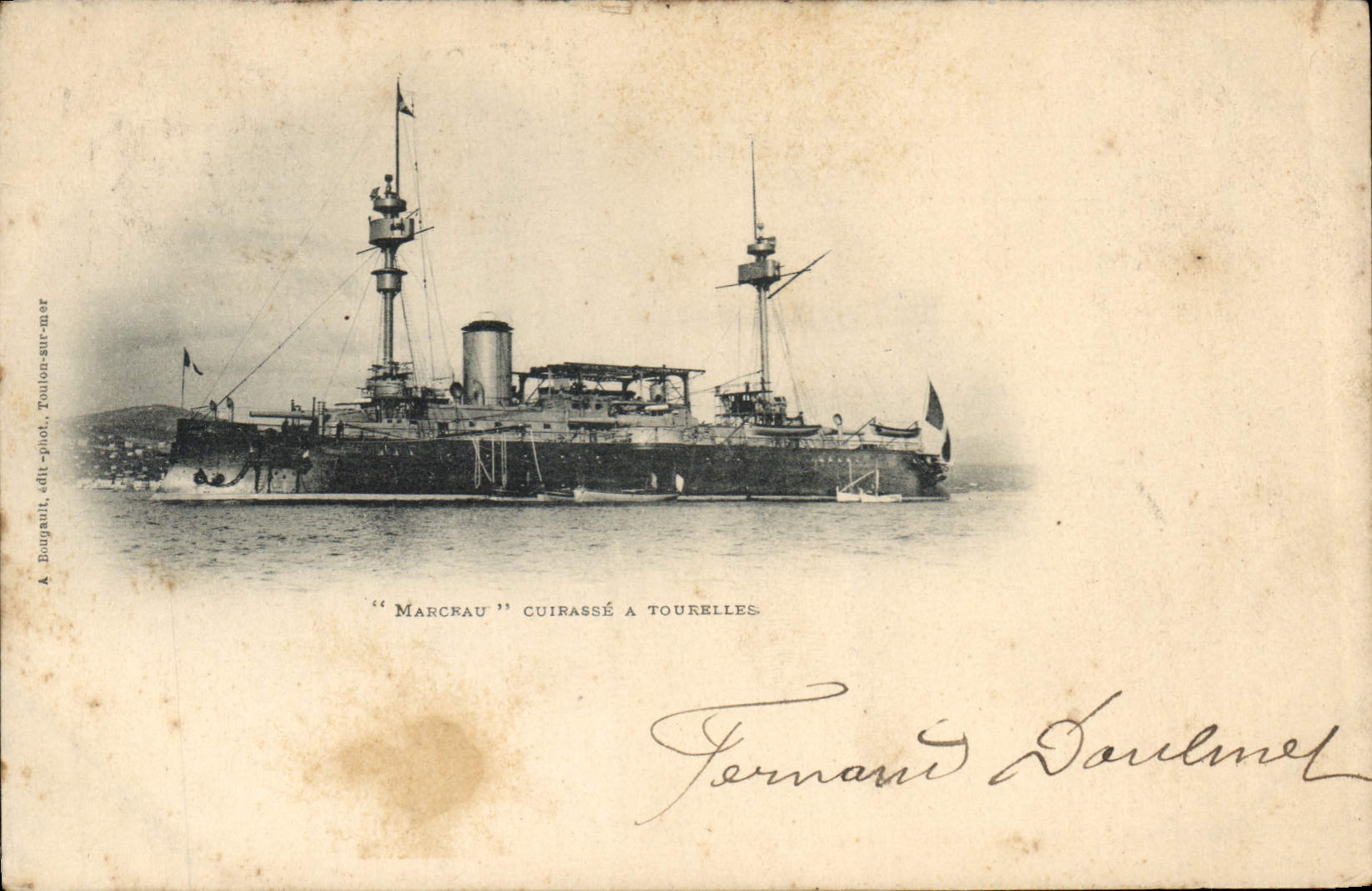 Cuirassé "Marcrau" à tourelles — A. Buynant, édit.-phot. Toulon-sur-mer