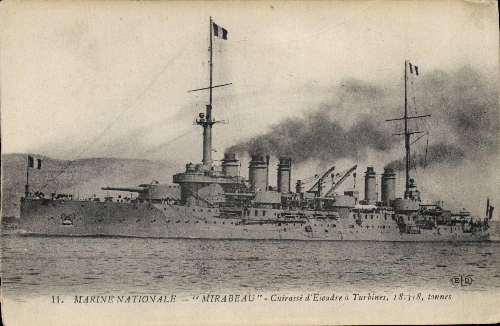 CPA Bateau Mirabeau Cuirasse d'escadre a turbines