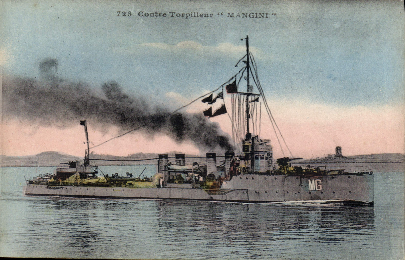 CPA Bateau Contre torpilleur Mangini