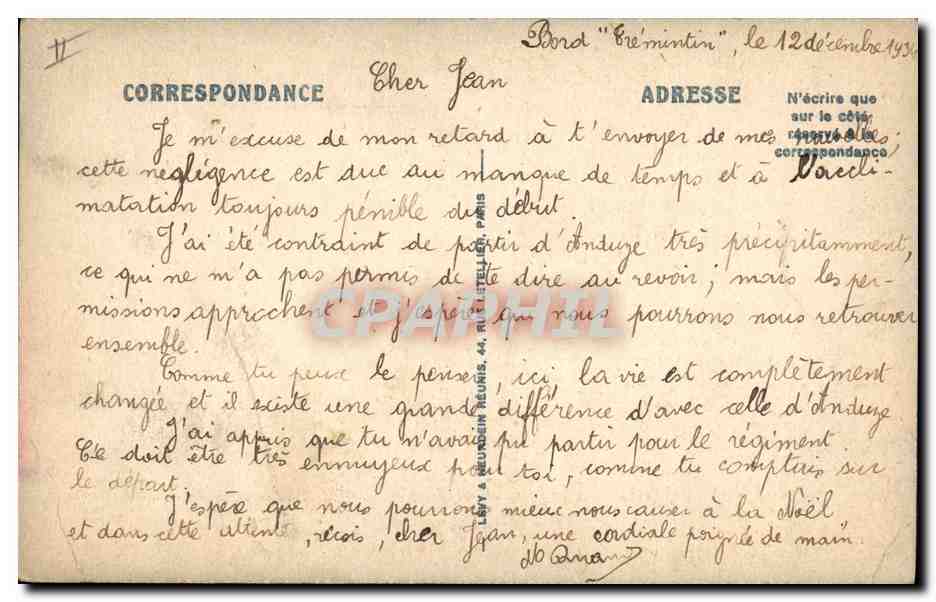 CPA Bateau Le Montcalm — Verso