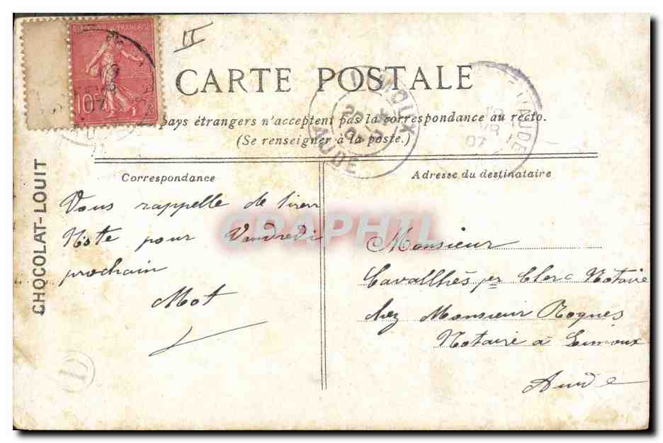 CPA Bateau Le cuirasse Massena — Verso