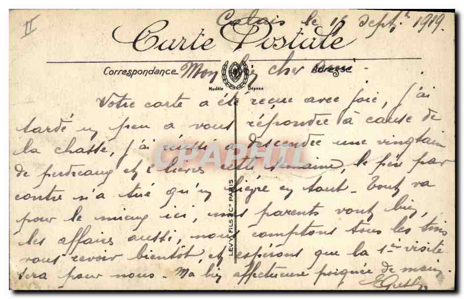 CPA Folklore Calais Type de matelote  — Verso