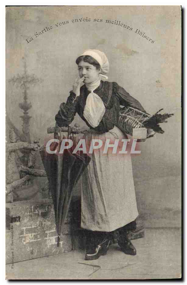 CPA Folklore La Sarthe Femme 