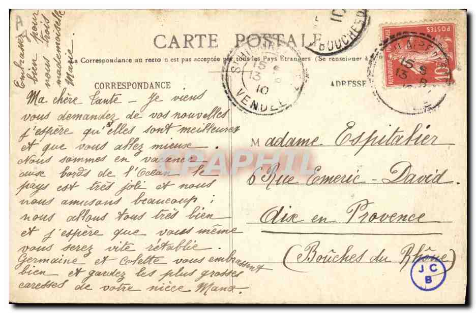 CPA Folklore Sablaises En attendant l'arrivee des barques  — Verso