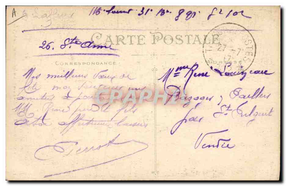 CPA Folklore Les Sables d'Olonne La marchande de sardine La belle sardine  — Verso