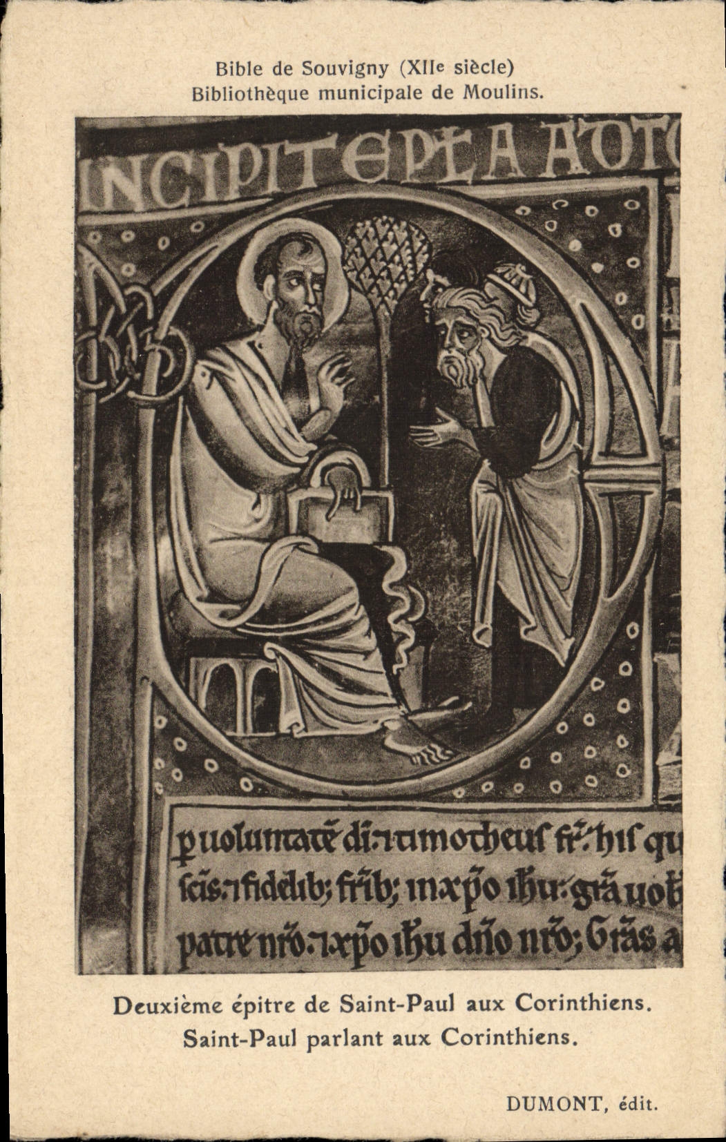 CPA Bibliotheque Bible de Souvigny Moulins Deuxieme epitre de Saint Paul aux Corinthiens 