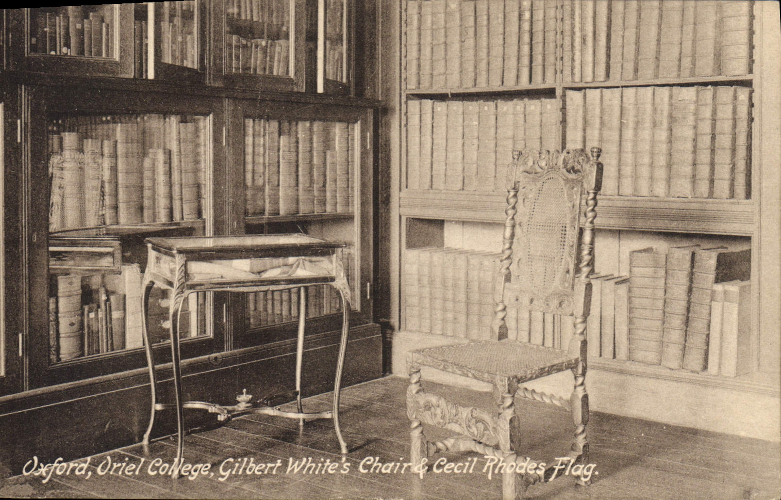 CPA Bibliotheque Oxford Oriel College Gilbert White's Chair Cecil Rhodes Flag 