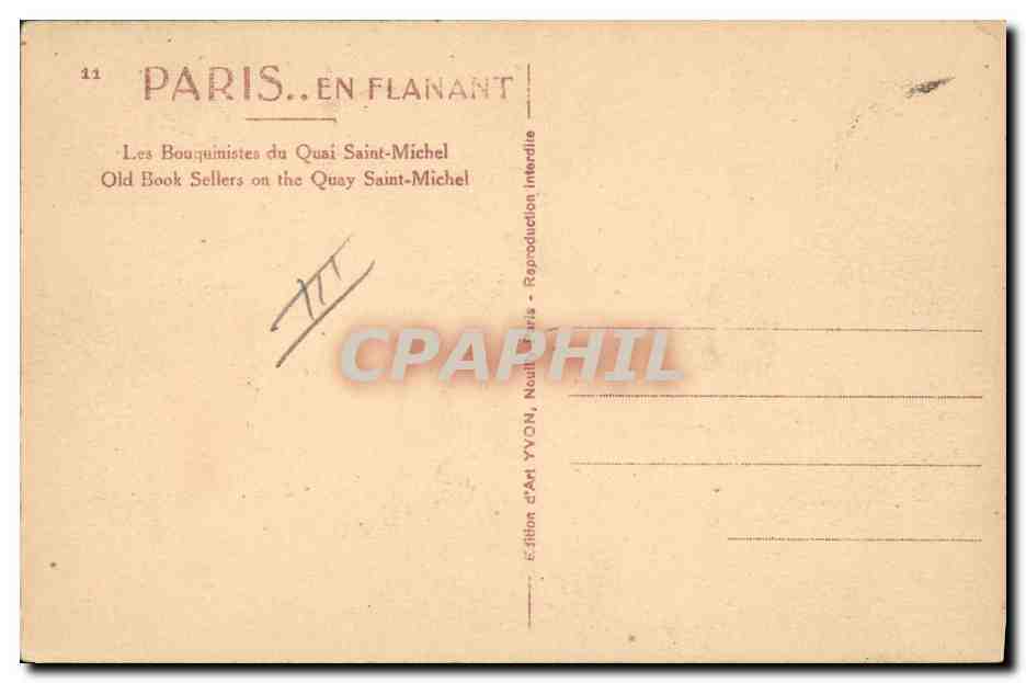 Notre-Dame de Paris — Les Bouquinistes du Quai Saint-Michel — Édition d'Art YVON — Verso