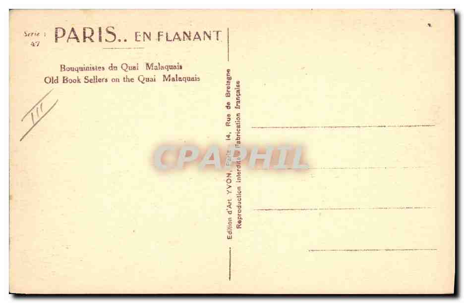 Bouquinistes du Quai Malaquais — Paris — Édition d'Art YVÓN — Reverso
