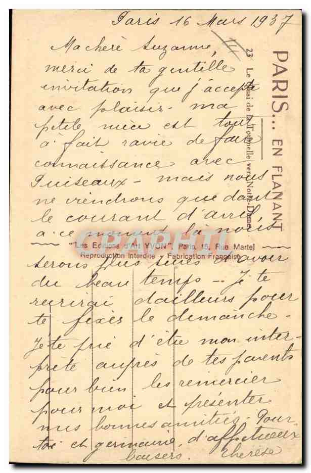 Paris — Vue de la Seine avec Notre-Dame — Éditeur YVON, n°35 — Reverso