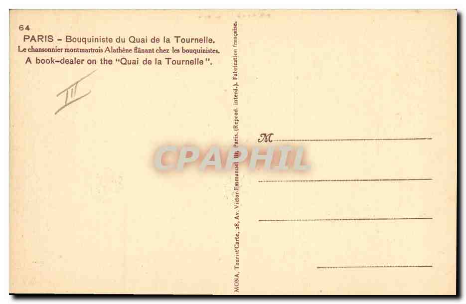 Paris - Bouquiniste du Quai de la Tournelle — Mona, série 64 — Reverso