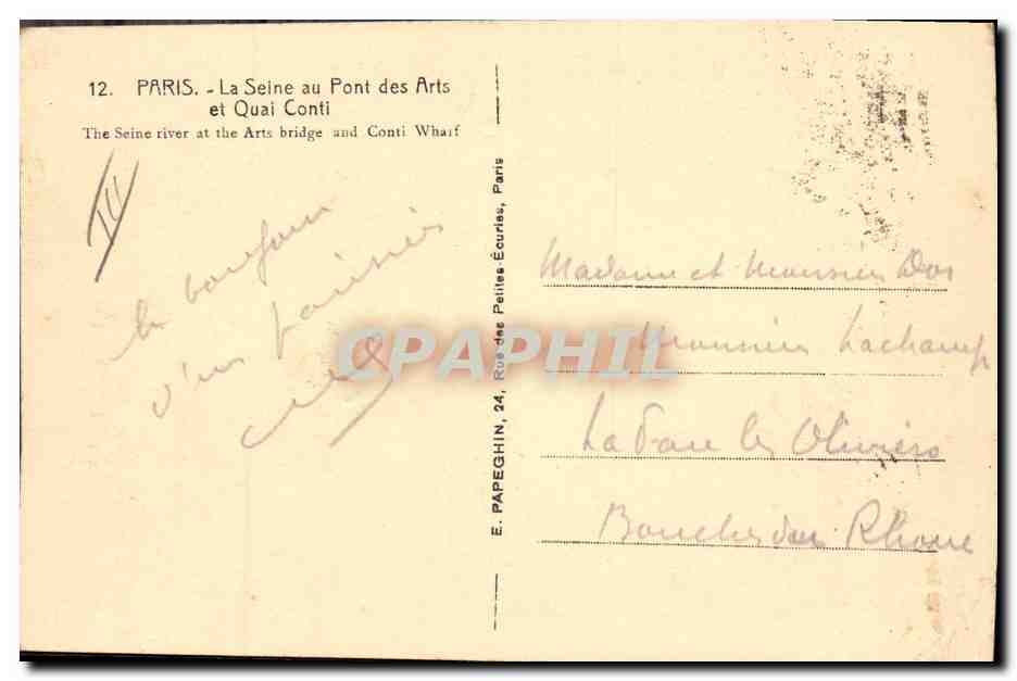 Paris — La Seine au Pont des Arts et Quai Conti — E. Papeghin — Reverso
