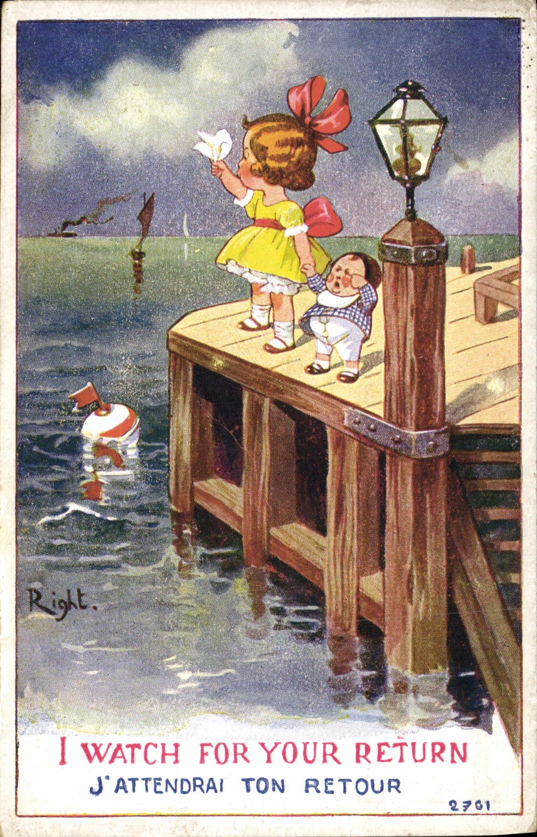 CPA Fantaisie Illustrateur Enfants I watch for your return 
