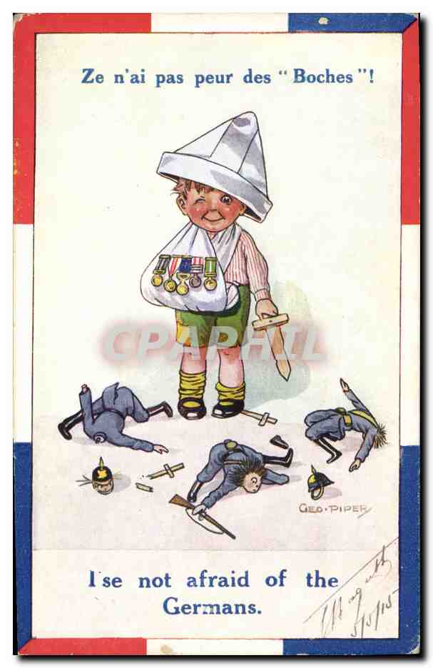 CPA Fantaisie Illustrateur Enfant Ze n'ai pas peur des Boches Militaria