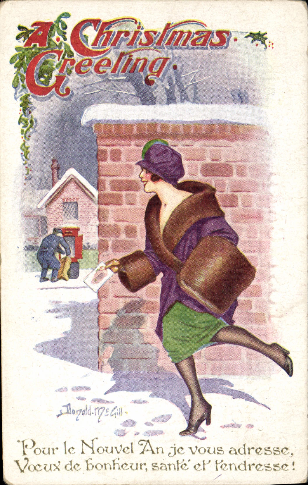 CPA Fantaisie Illustrateur Femme Christmas Greeting Donald Mc Gill 