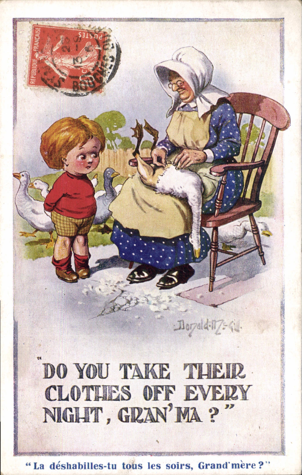 CPA Fantaisie Illustrateur Enfant Donald Mc Gill Grand mere 