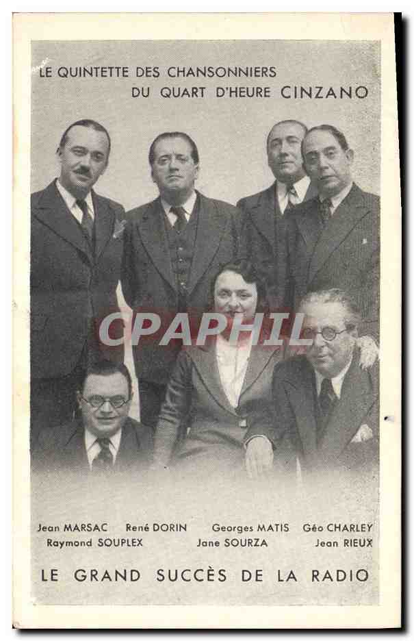 Le Quintette des Chansonniers du Quart d'Heure Cinzano — Éditeur Cinzano