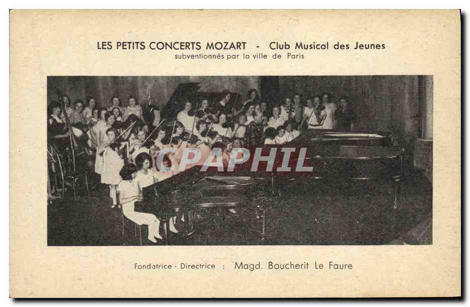 Les Petits Concerts Mozart — Club Musical des Jeunes — Fondatrice-Directrice : Magd. Boucherit Le Faure