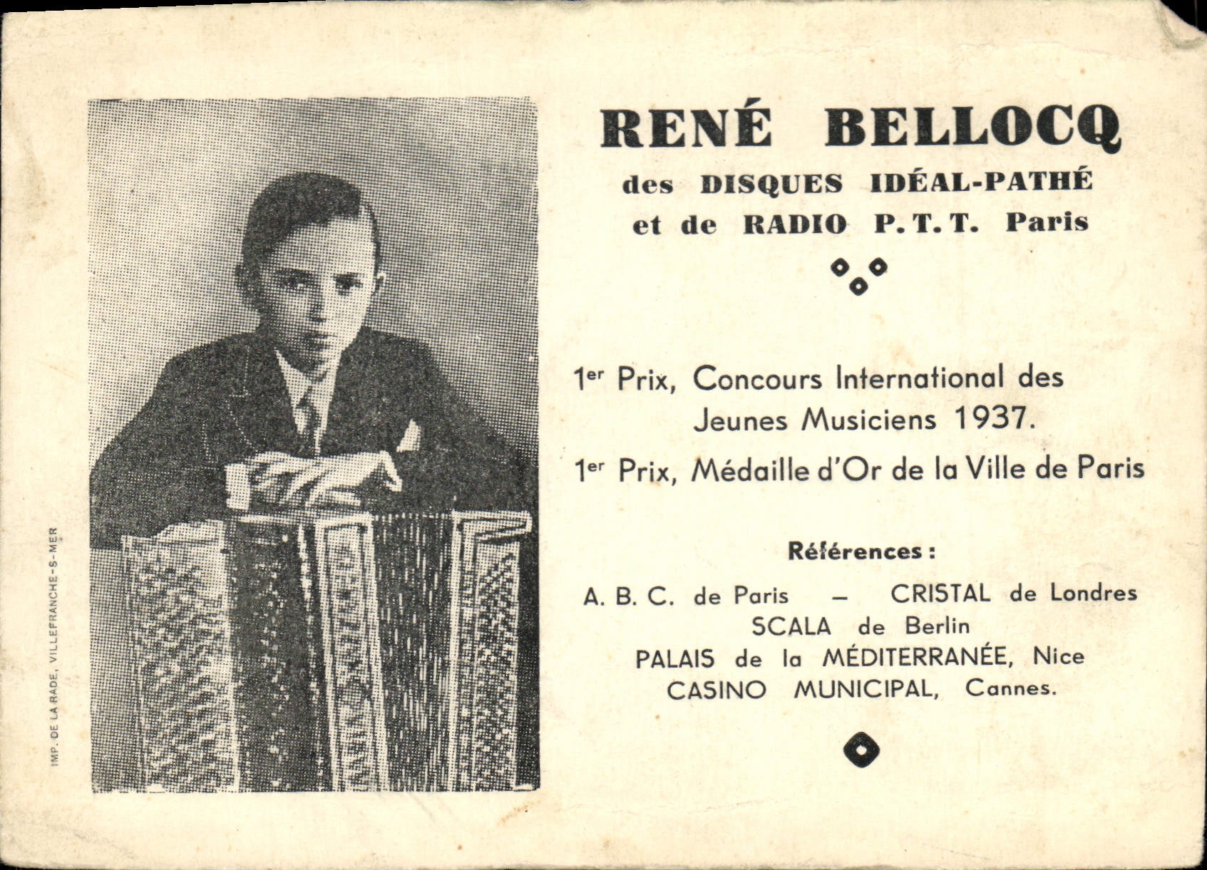 CPA Rene Bellocq Accordeon