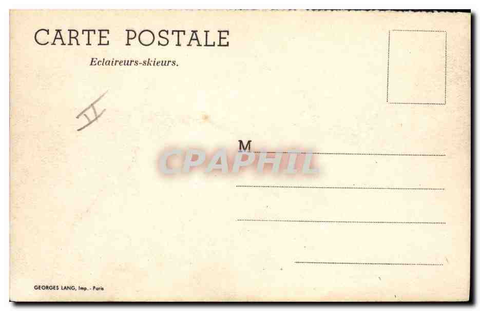 CPA Militaria Chasseurs Alpins Eclaireurs skieurs Ski — Rückseite