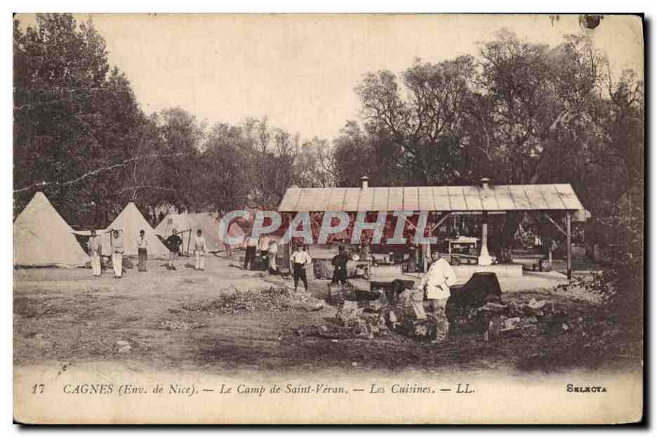 CPA Militaria Chasseurs Alpins Cagnes le camp de Saint Veran Les cuisines