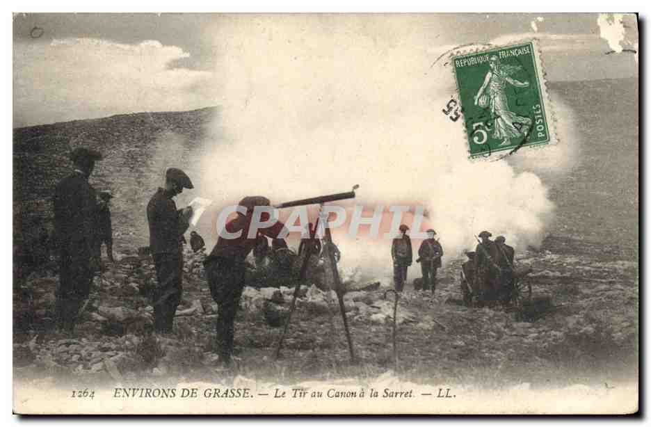 CPA Militaria Chasseurs Alpins Environs de Grasse Le tir au canon a la Sarret