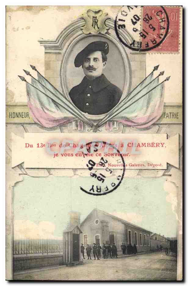 CPA Militaria Chasseurs Alpins 13eme bataillon Chambery 