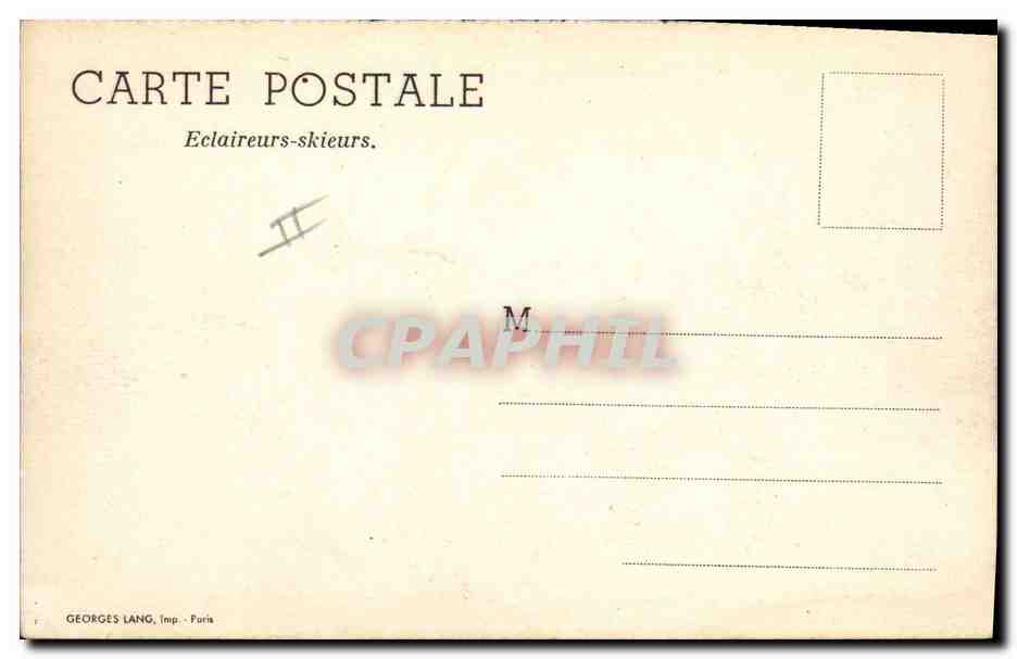 CPA Militaria Chasseurs Alpins Eclaireurs skieurs Ski — Rückseite