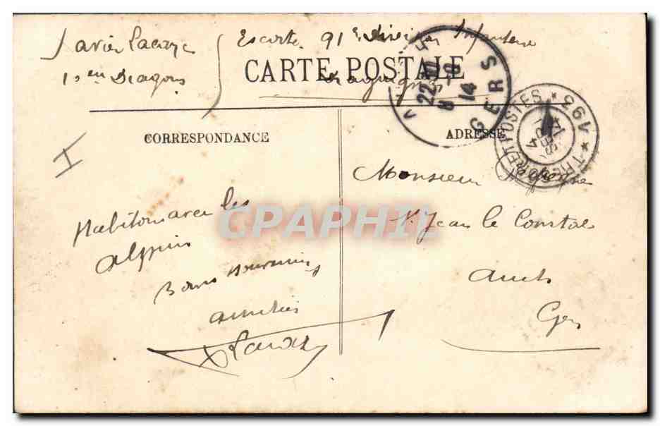 Chasseurs Alpins en manœuvres — Passage Dangereux — LL — n°178 — Verso