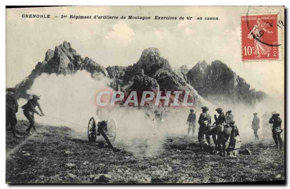 Grenoble — 1er Régiment d'artillerie de Montagne — Exercices de tir au canon